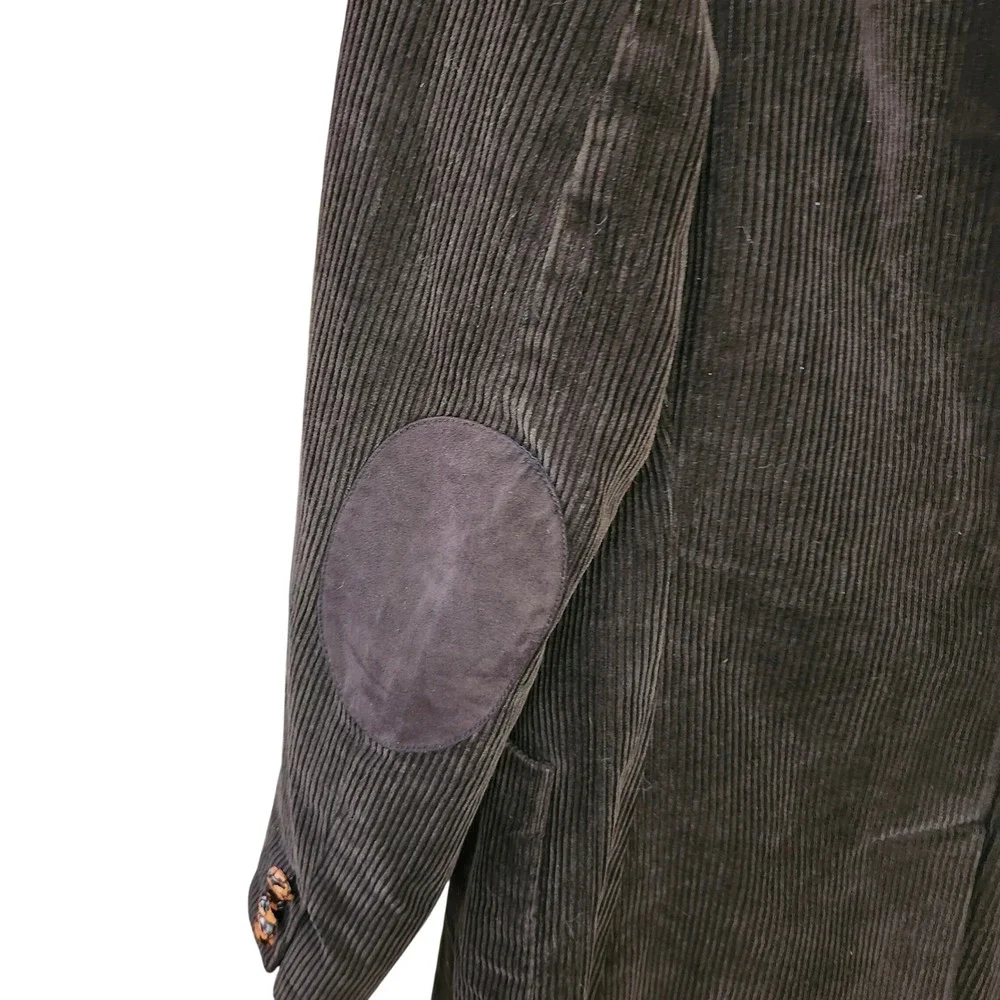 American Eagle‎ Mens XL Brown Corduroy Blazer Elbow Patches Plaid Lining Jacket